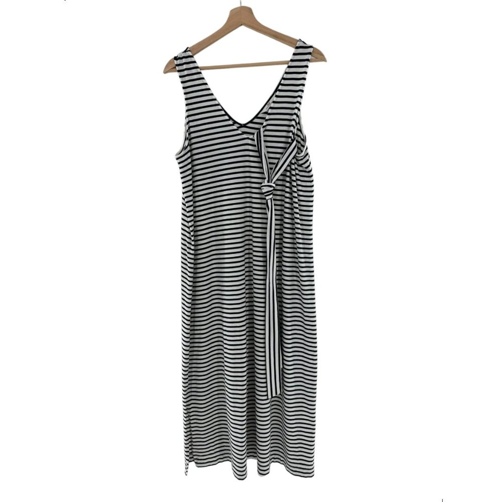 VINEYARD VINES Black White Striped Maxi Dress with Tie